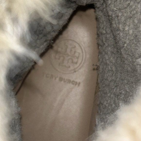 TORY BURCH DARK KNOT BEIGE ANGELICA BOOT RABBIT FUR SPLIT SUEDE SNEAKER - Picture 8 of 12